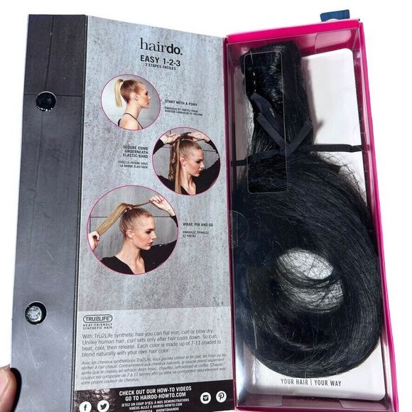 Hairdo 25" Straight Wrap Around Pony Hair Extensions Ebony Black - Picture 5 of 8